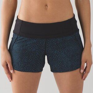 Lululemon Run Times Short (4") - 8 Shatter Weave Desert Teal Alberta Lake/Black